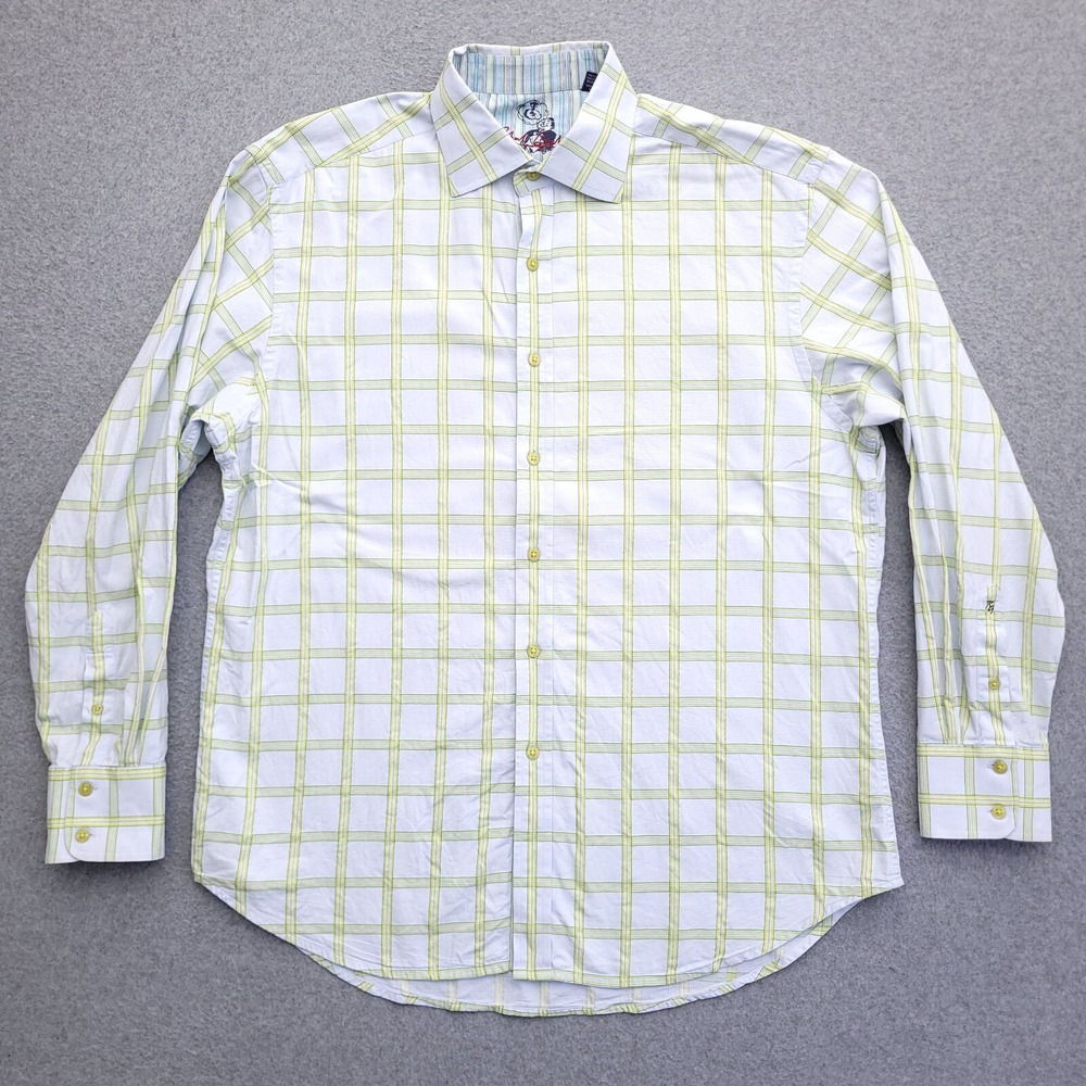 Robert Graham Button Up Shirt Mens XL Blue Green Check Long Sleeve Cotton